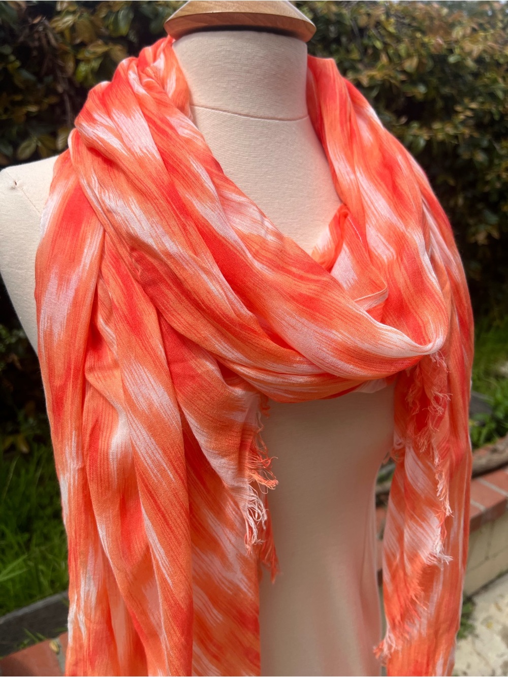Calvin Klein Orange and White Tie-Dye Scarf